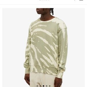 Les Tien Tie Dyed Crew Neck Sweatshirt Sage & Butter Medium